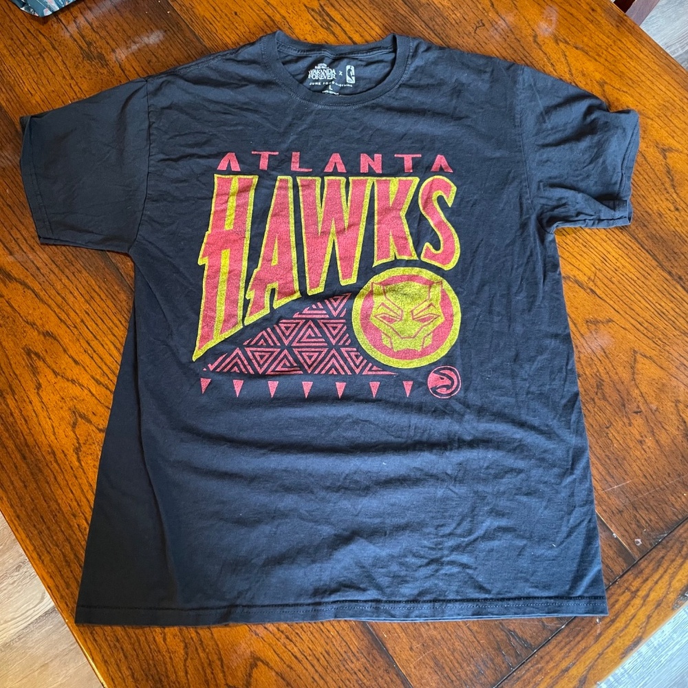 Atlantaโ Hawks Black Panther Wakanda Forever Junk Food Clothing T Shirt Black